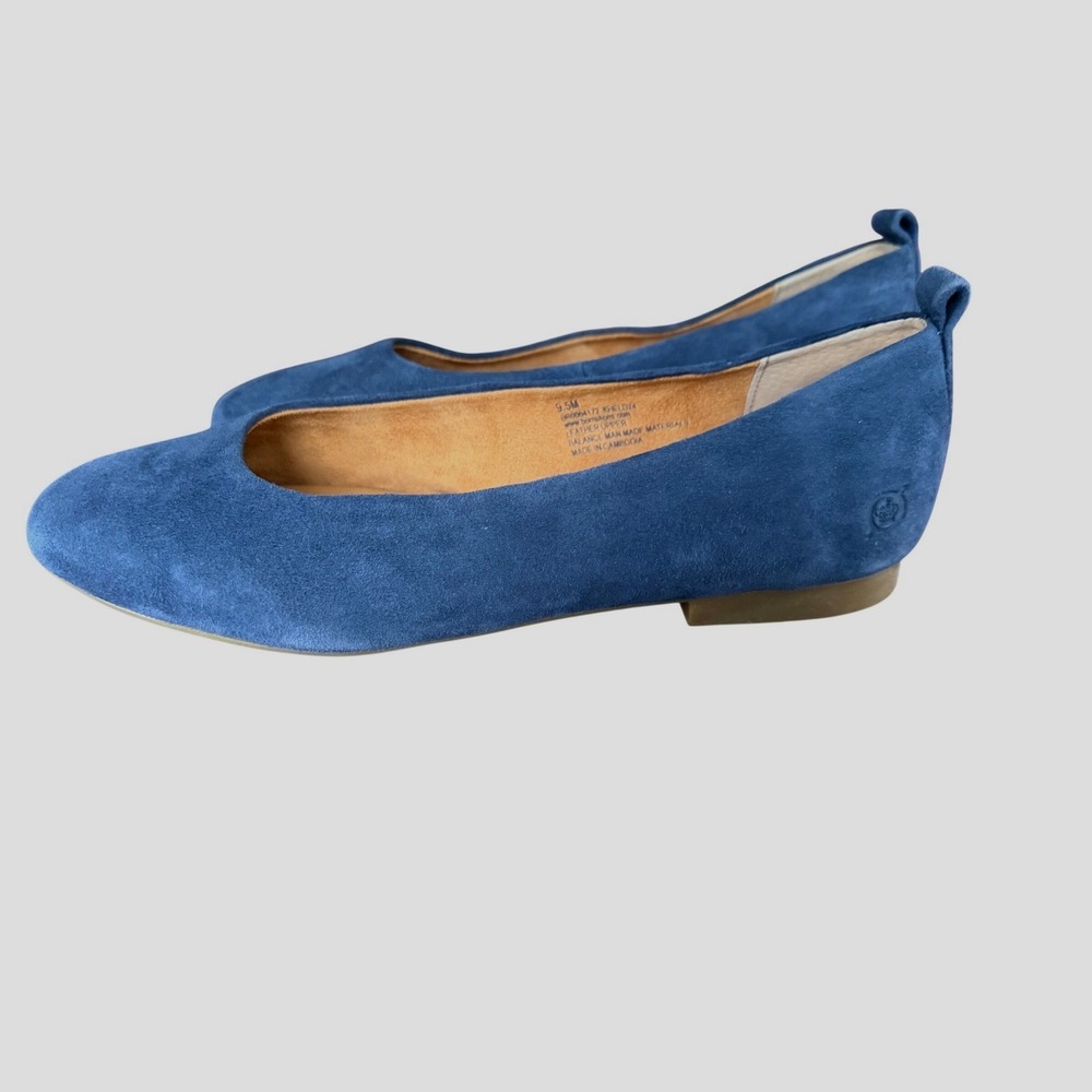Born Julianne Navy Blue Suede Ballet Flats Round Toe Slip On Shoes comfort - Picture 2 of 9